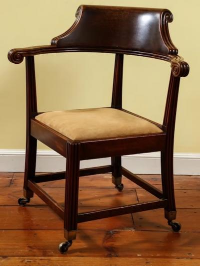 Rare Pair of William IV Carved Mahogany Corner Chairs English circa 1830