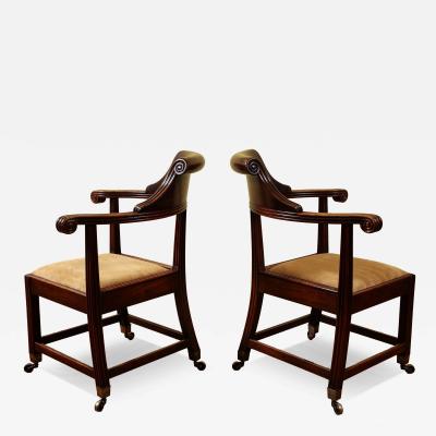 Rare Pair of William IV Carved Mahogany Corner Chairs English circa 1830
