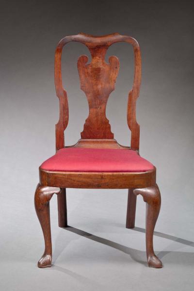 Rare Queen Anne Figured Walnut Side Chair