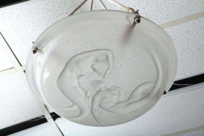 Rare R Lalique Chandelier Deux Sirenes 