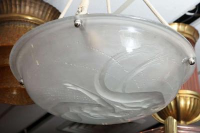 Rare R Lalique Chandelier Deux Sirenes 