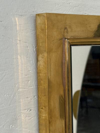 Rare Rectangular Wall Mirror with Solid Brass Frame Italy 1950s