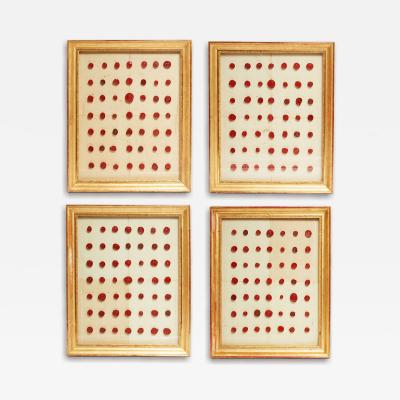 Rare Set of 4 Framed Collections of Early Wax Seals
