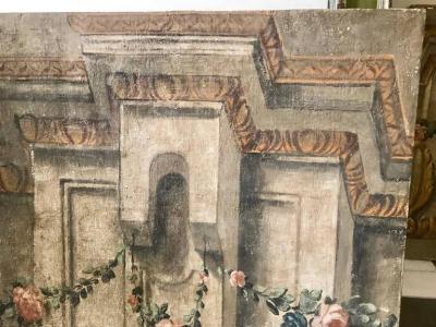 Rare Set of Four Italian 18th Century Panels Gouache on Canvas