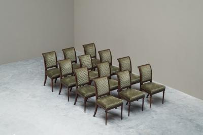 Rare Set of Twelve Early 19th Century Empire Dining Chairs in Mahogany