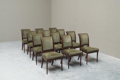 Rare Set of Twelve Early 19th Century Empire Dining Chairs in Mahogany
