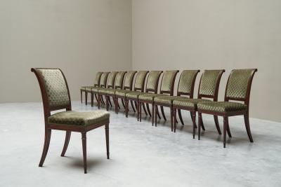 Rare Set of Twelve Early 19th Century Empire Dining Chairs in Mahogany