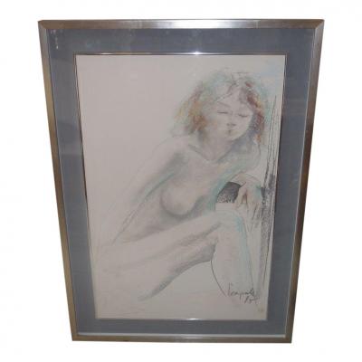 Rare Signed Dario Campanile Orig Female Nude Drawing