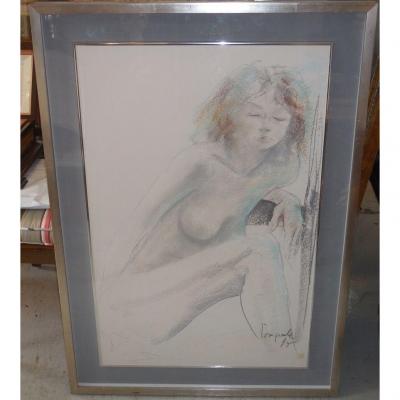 Rare Signed Dario Campanile Orig Female Nude Drawing