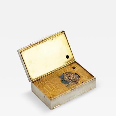 Rare Silver Erotic Musical Box Italy 1930s