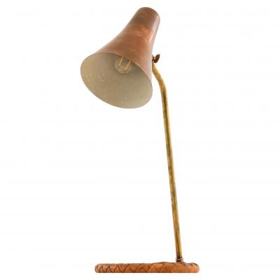 Rare Table Lamp with Conical Copper Shade 1950s