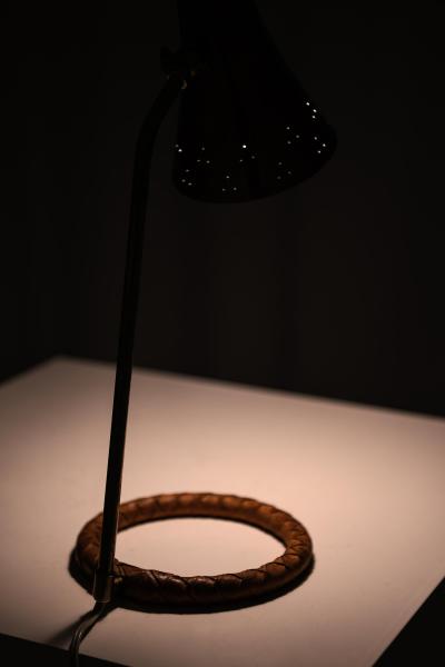 Rare Table Lamp with Conical Copper Shade 1950s