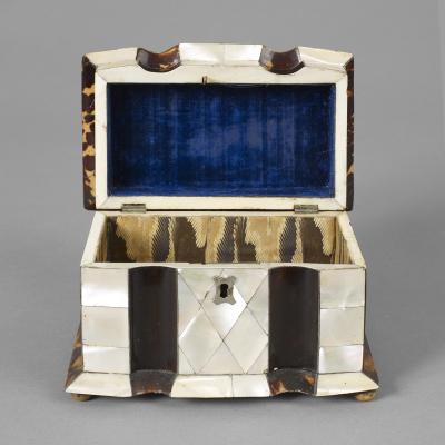 Rare Tortoise Shell and Mother of Pearl Tea Caddy