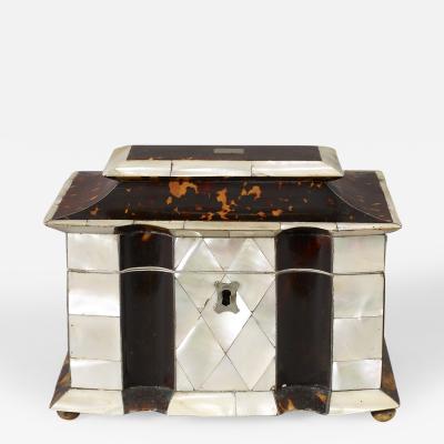 Rare Tortoise Shell and Mother of Pearl Tea Caddy