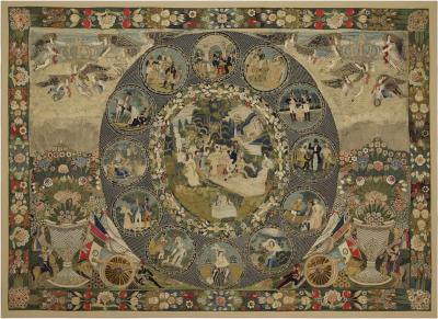 Rare Very Large Silk Work Embroidery Depicting Louis Philippe And His Family