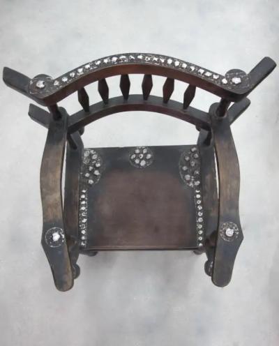 Rare Vintage 1950s Ashanti Throne Chair With Metal Studs
