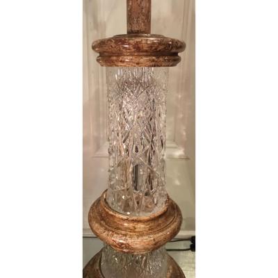 Rare Vintage Josef Pravec Modernist Cut Austrian Crystal Table Lamp