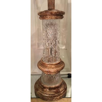 Rare Vintage Josef Pravec Modernist Cut Austrian Crystal Table Lamp