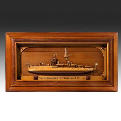 Rare WWII Italian Prisoner of war work model of Italian cruiser Zara
