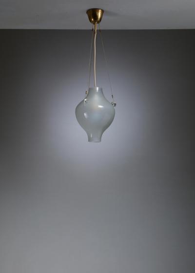Rare and Elegant Glass Drop Shaped Pendant Lamp Denmark 1940s