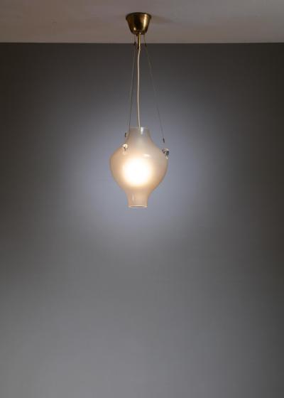 Rare and Elegant Glass Drop Shaped Pendant Lamp Denmark 1940s