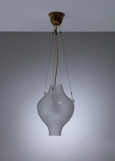 Rare and Elegant Glass Drop Shaped Pendant Lamp Denmark 1940s
