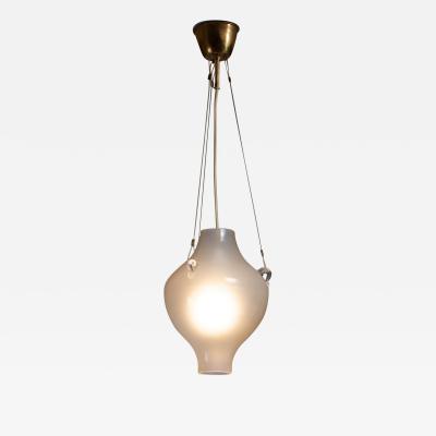 Rare and Elegant Glass Drop Shaped Pendant Lamp Denmark 1940s