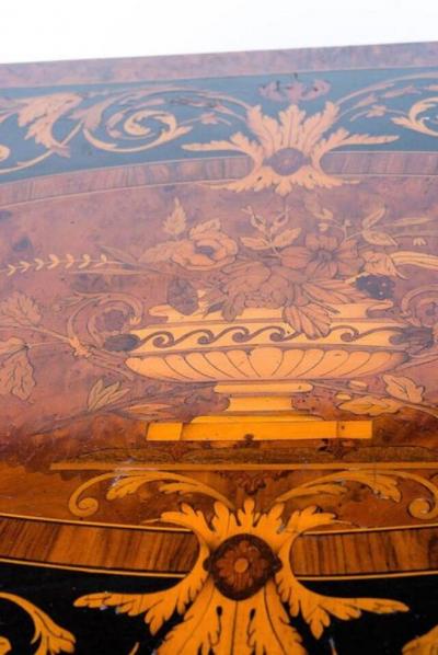 Rare and Elegant Marquetry Russian Game Table