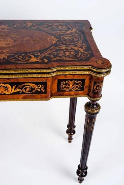 Rare and Elegant Marquetry Russian Game Table