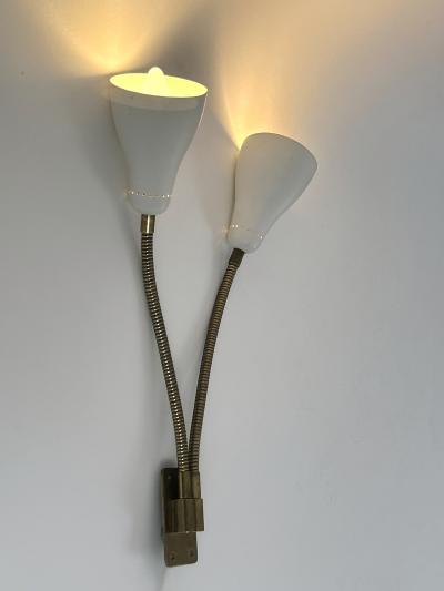 Rare and Lovely Mid Century Modern Gooseneck Sconce or Wall Lamp Italy 1950s