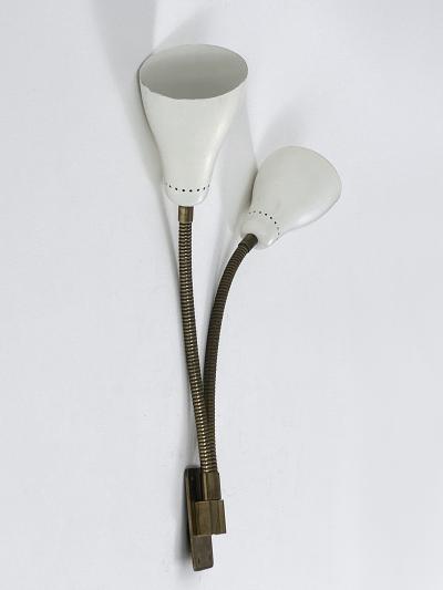 Rare and Lovely Mid Century Modern Gooseneck Sconce or Wall Lamp Italy 1950s