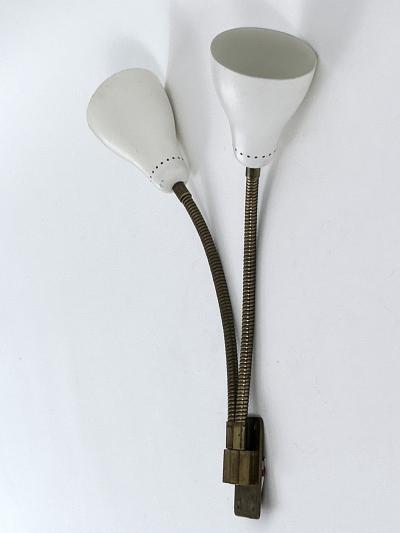 Rare and Lovely Mid Century Modern Gooseneck Sconce or Wall Lamp Italy 1950s