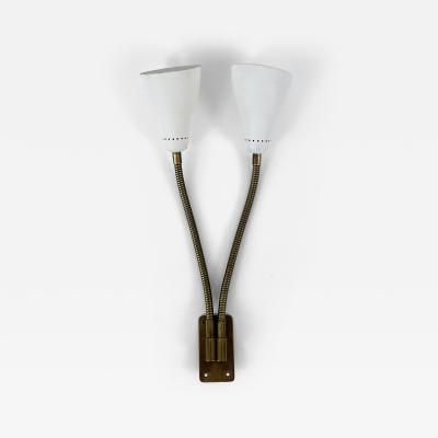 Rare and Lovely Mid Century Modern Gooseneck Sconce or Wall Lamp Italy 1950s
