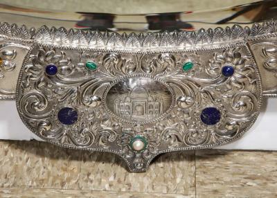 Rare and Magnificent Indian Silver Gold Jeweled Palace Mirror