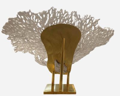 Rare and important white coral on it brass base France circa 1970