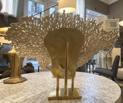 Rare and important white coral on it brass base France circa 1970