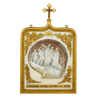 Rare and large 19th century set of 14 mother of pearl Stations of the Cross