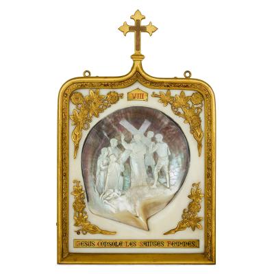 Rare and large 19th century set of 14 mother of pearl Stations of the Cross