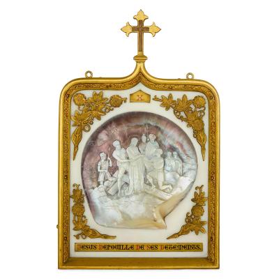 Rare and large 19th century set of 14 mother of pearl Stations of the Cross
