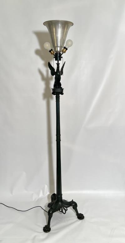 Rare bronze floor lamp in neoclassical style Paris France circa 1880