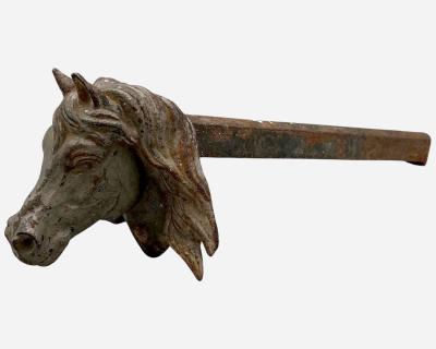 Rare cast iron and wrought iron horse head halter holder France circa 1880