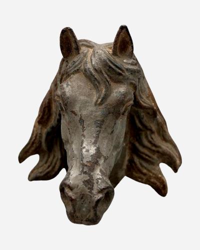 Rare cast iron and wrought iron horse head halter holder France circa 1880
