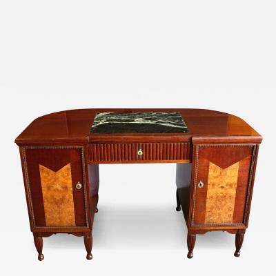 Rare demi lune desk with marble insert