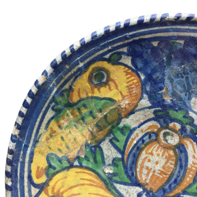Rare early 17th century Dutch Maiolica Pomegranate plate