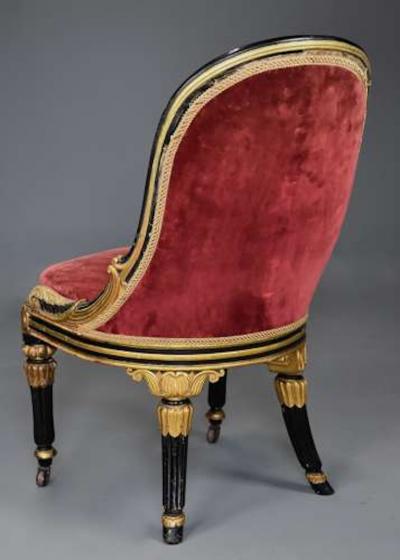 Rare early 19th century English Regency ebonised and gilt side chair
