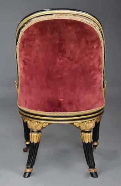 Rare early 19th century English Regency ebonised and gilt side chair