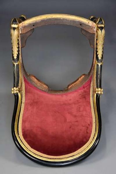 Rare early 19th century English Regency ebonised and gilt side chair