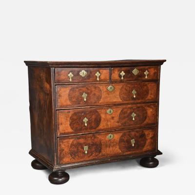 Rare fine William Mary yew walnut chest of drawers