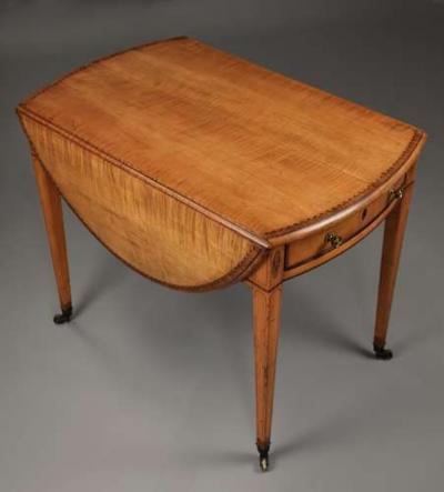 Rare late 18thc fiddleback sycamore Pembroke table of fine patina