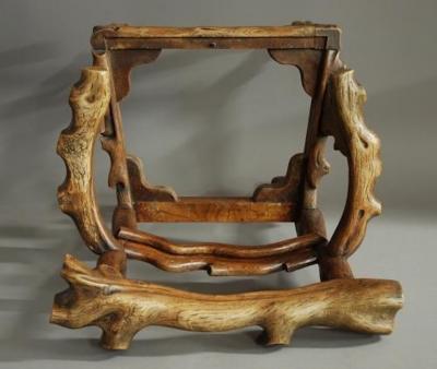 Rare mid 19th century carved elm armchair of naturalistic form